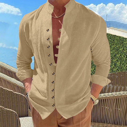 Herren lässiges Hemd mit Knopfleiste R&B