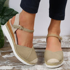 Damen Wedge-Sandalen mit elastischem Riemen und geflochtenem Detail R&B