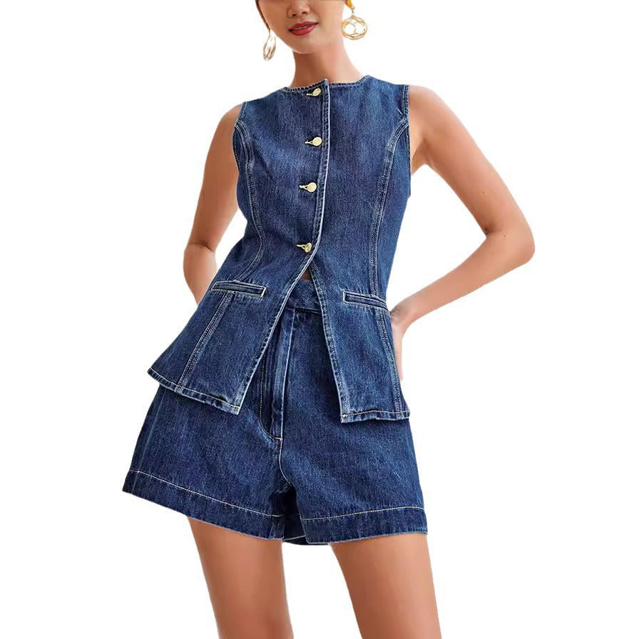 Damen Denim Weste mit Shorts R&B