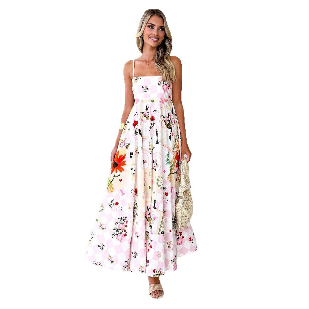 Damen Maxikleid mit verspieltem Blumendesign und ausgeschnittenen Details R&B