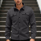 Herren nan Twill-Overshirt mit Hemdkragen, aufgesetzten Brustklappen und geradem Saum R&B