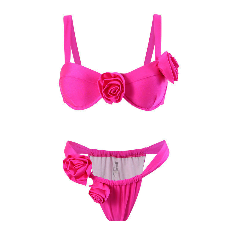 Damen Bikini-Set mit modischen Rosen-Applikationen und komfortablem Schnitt R&B