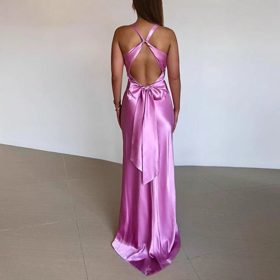 Damen Figurumspielendes Maxikleid mit elegantem V-Ausschnitt und Raffungen R&B