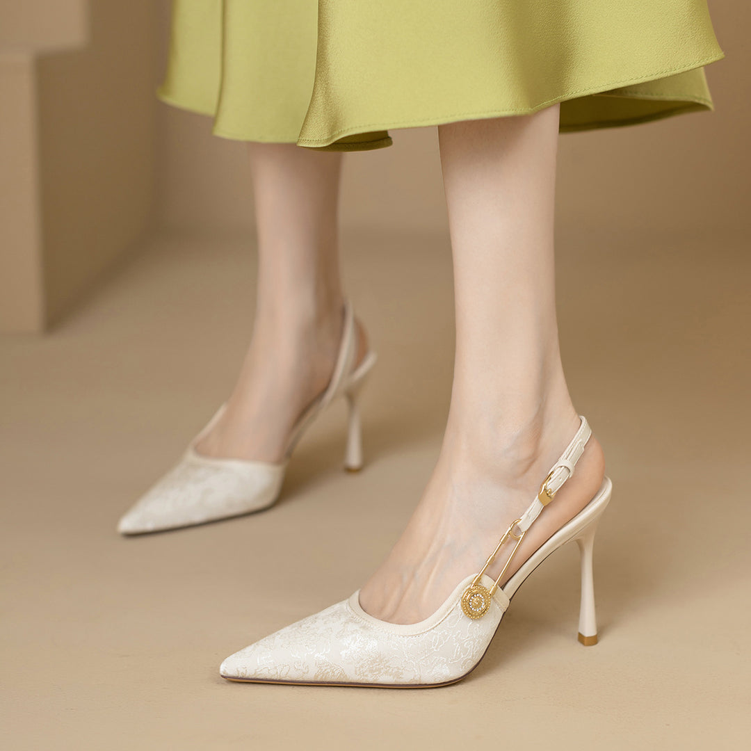 Damen Elegante Slingback-Pumps mit raffiniertem Schmuckdetail R&B