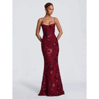 Damen Elegantes Abendkleid mit floralem Spitzenmuster und figurbetontem Schnitt R&B