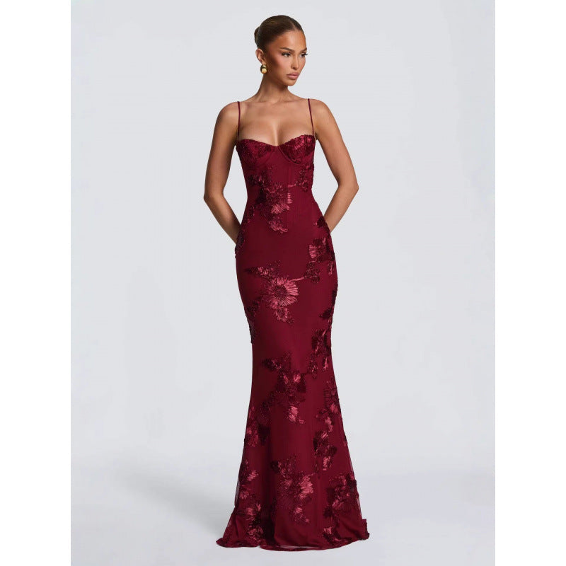 Damen Elegantes Abendkleid mit floralem Spitzenmuster und figurbetontem Schnitt R&B