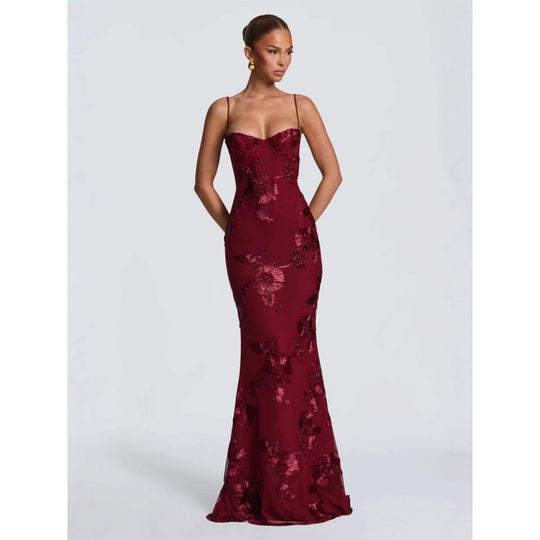 Damen Elegantes Abendkleid mit floralem Spitzenmuster und figurbetontem Schnitt R&B