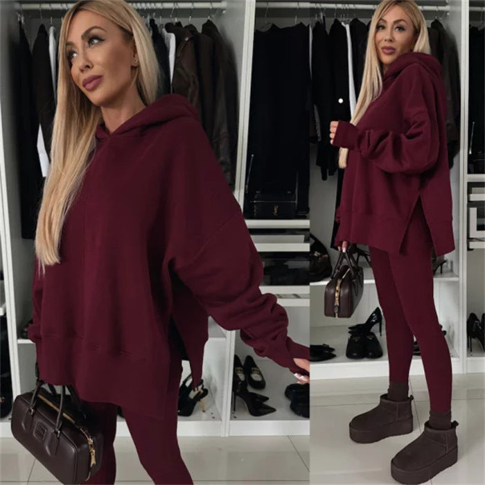 Damen modischer Kapuzenpullover mit Leopardenmuster und oversized Schnitt R&B