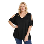 Damen Oversized T-Shirt mit Schulterauschnitten R&B