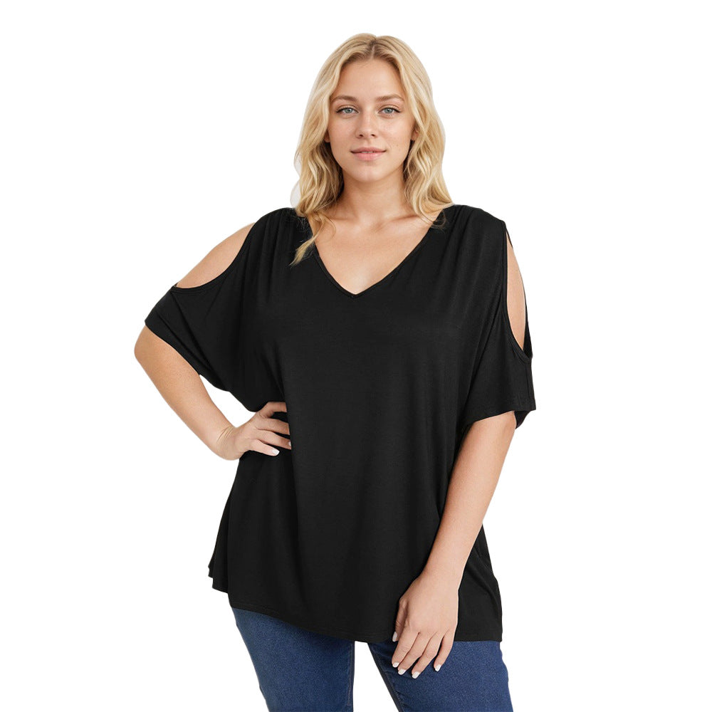 Damen Oversized T-Shirt mit Schulterauschnitten R&B
