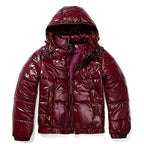 Damen glänzende Winterjacke mit Kapuze – Wasserabweisend & Wärmeisoliert – R&B
