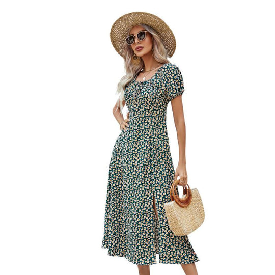Damen Maxikleid mit verspieltem floralem Design und seitlichem Schlitz R&B