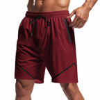 Herren nan atmungsaktive Trainingsshorts mit Reißverschlusstaschen und elastischem Tunnelzugbund R&B