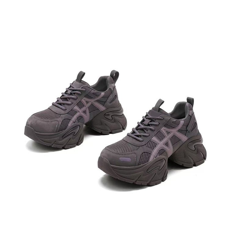 Damen modische Chunky Sneakers mit atmungsaktivem Mesh-Obermaterial und verstellbarem Schnürsystem R&B