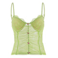 Damen Spitzen-Camisole mit wunderschöner Raffung und knopfartigen Akzenten R&B