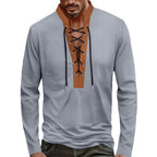 Herren modisches Langarmshirt mit Schnürung R&B