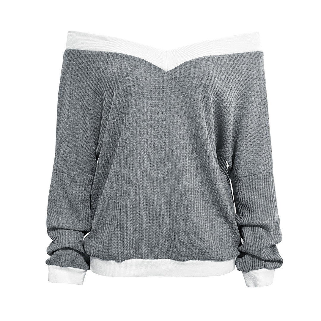 Damen Off-Shoulder Pullover im modernen Waffelstrick R&B