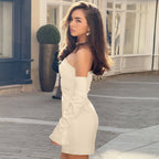 Damen Off-Shoulder Minikleid mit langen Ärmeln und elegantem Schnitt R&B