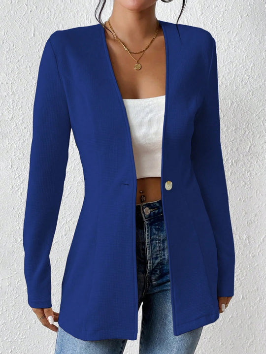 Damen elegante Blazerjacke mit asymmetrischem Schnitt R&B