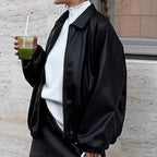 Damen modische Kunstlederjacke im lässigen Oversized-Schnitt R&B