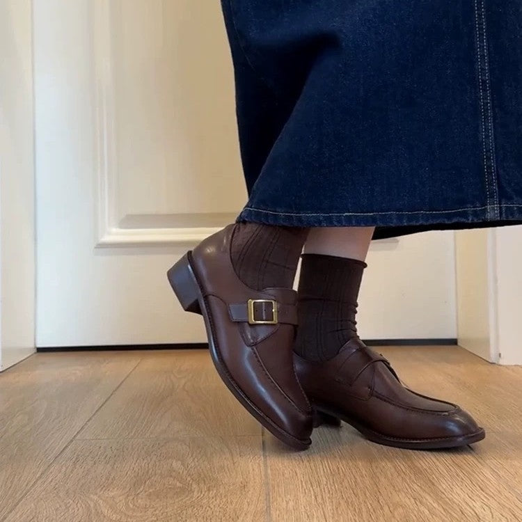Damen elegante Mokassins mit Schnallenverzierung