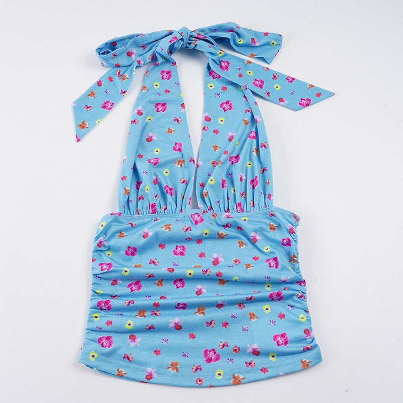 Damen Sommerliches Oberteil mit floralem Design und seitlichen BindR&Bändern R&B