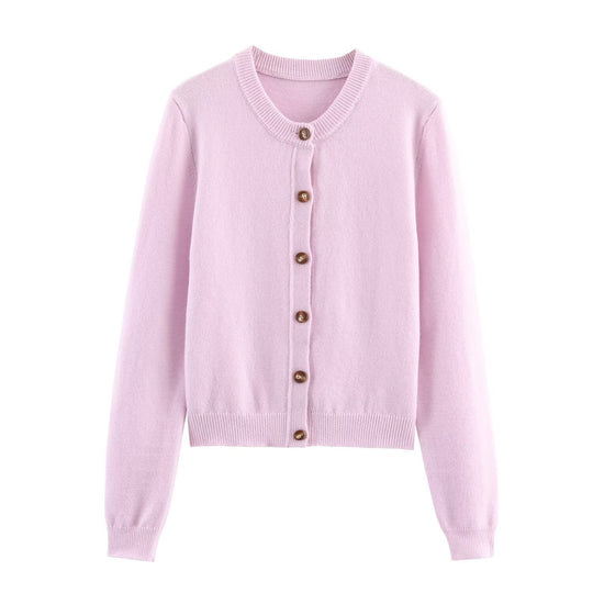 Damen elegante Strickjacke mit Knöpfen R&B