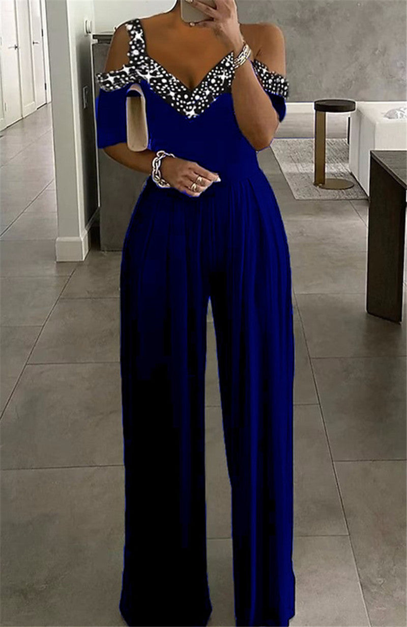 Eleganter Damen Jumpsuit mit Schulterfreiem Schnitt & Glitzerndem Dekolleté für Party & Events | R&B