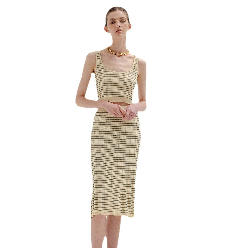 Damen elegantes Strickensemble mit Knopfleiste und hohem Kragen R&B