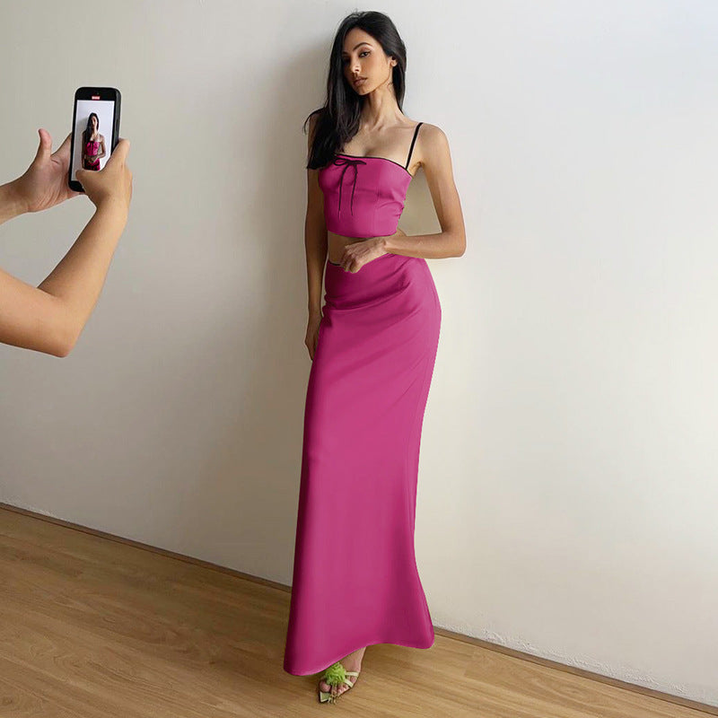 Damen Glamouröses Satin-Kleid mit Spitzendetails R&B