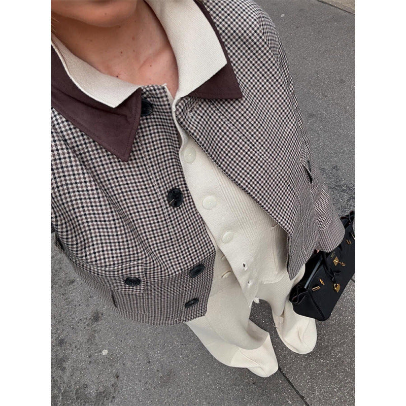 Damen elegante Karo-Jacke R&B