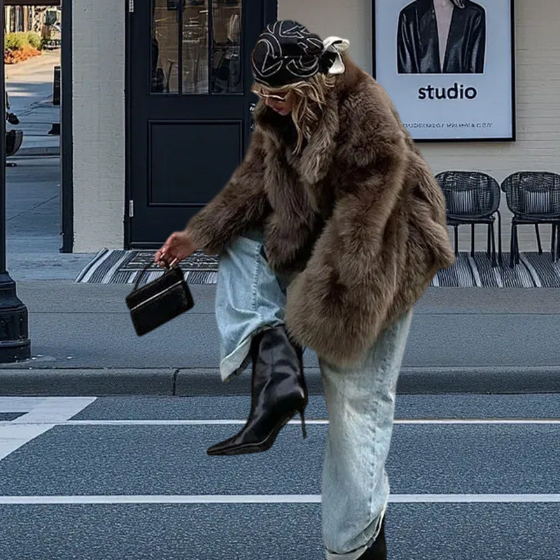 Damen Luxuriöse Kunstpelzjacke R&B