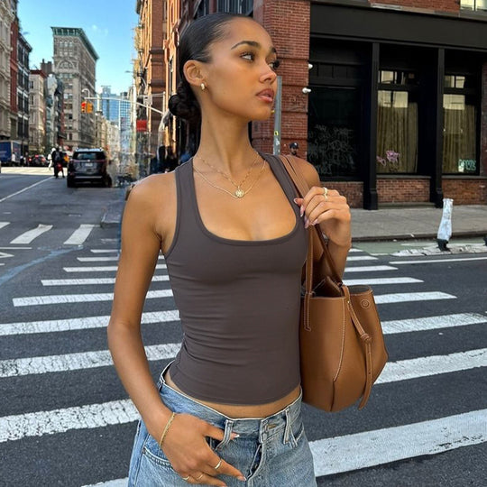 Damen Sportliches Tanktop mit breiten Trägern R&B