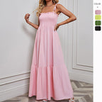 Damen Maxikleid mit elastischem Oberteil und voluminösem Rock