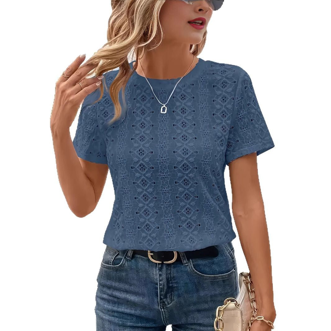 Damen T-Shirt mit trendigem Lochmuster und lässigem Schnitt R&B