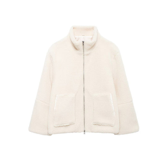 Damen Fleecejacke mit hochschließendem Kragen und Taschen R&B