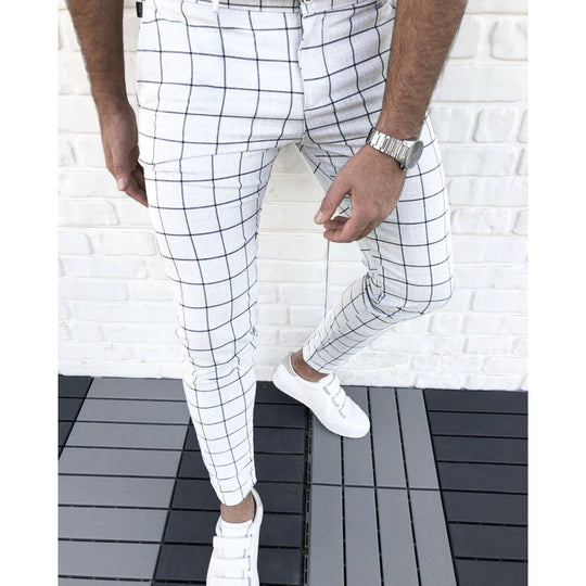 Herren Karierte Anzughose im Slim Fit Stil R&B
