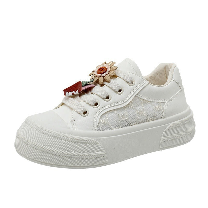 Damen modische Plateau Sneakers mit floralen Applikationen R&B