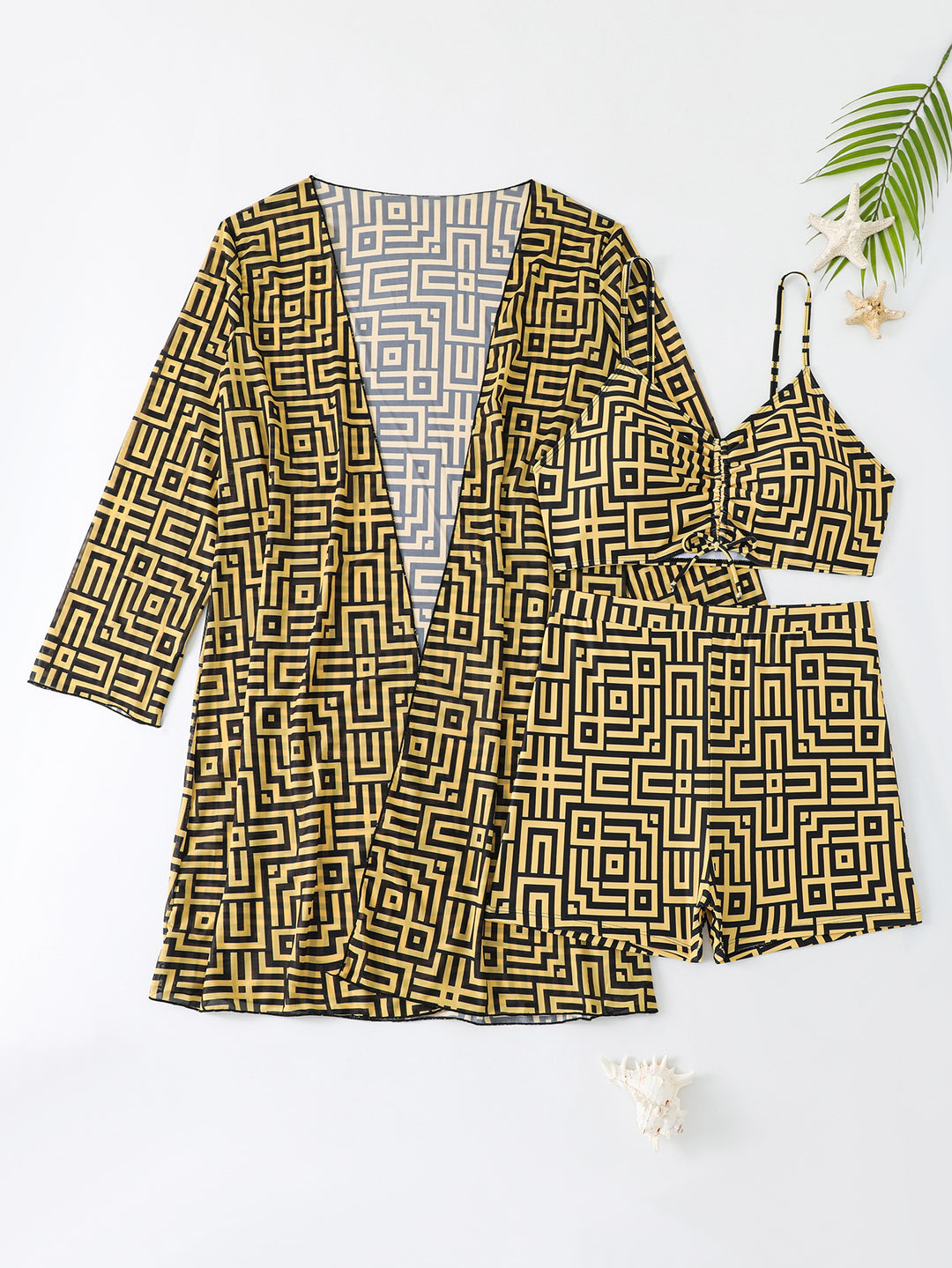 Damen Bademode-Set mit stylischem Kimono und Shorts R&B