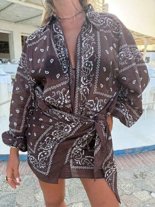 Damen Kimono-Jacke mit eleganter Bandana-Optik und taillierbarem Design R&B
