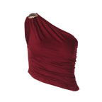 Damen Asymmetrisches Top mit Raffungen und dekorativem Schulterdetail R&B