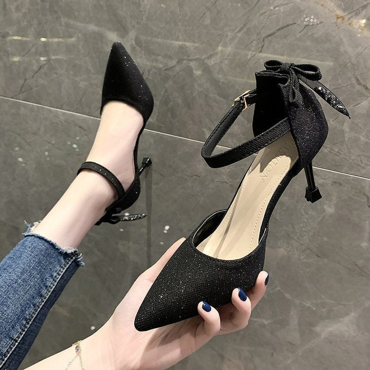 Damen elegante Pumps mit festem Knöchelriemen und spitz zulaufender Spitze R&B