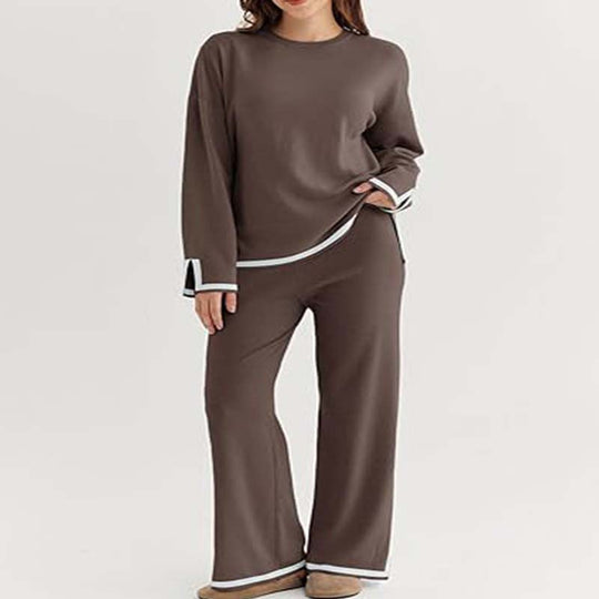 Damen modisches Lounge-Set mit weitem Schnitt und Kontrastbündchen R&B