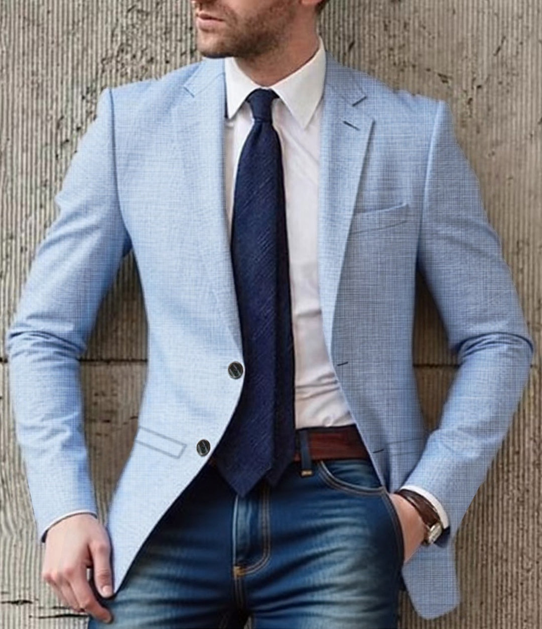 Herren eleganter und strukturierter Blazer mit modischen Details R&B