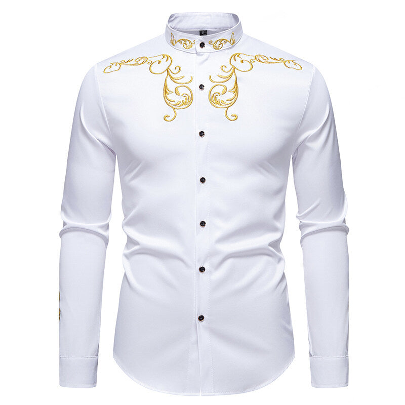 Herren Langarmshirt mit elegantem Stickereidesign R&B