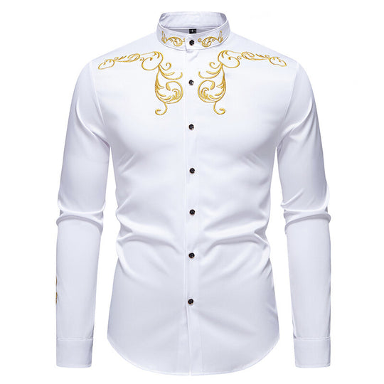 Herren Langarmshirt mit elegantem Stickereidesign R&B