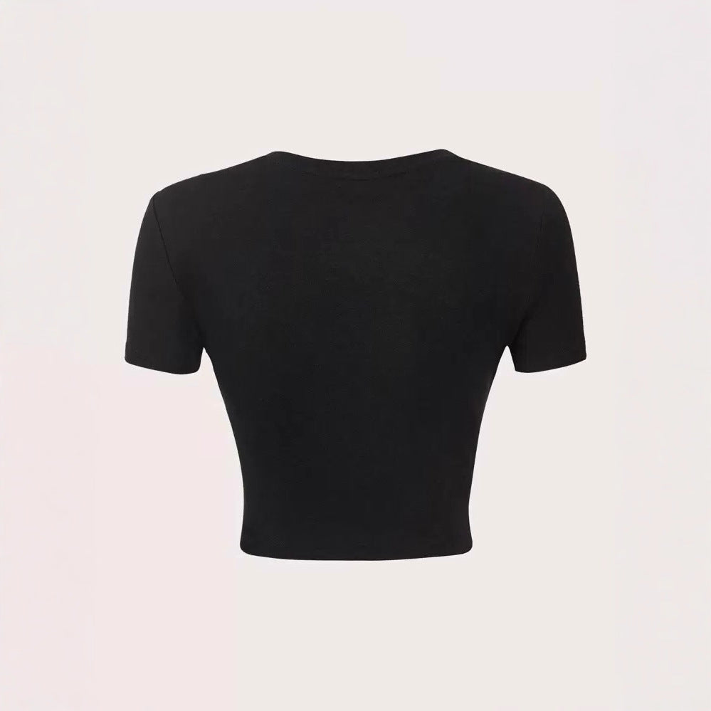 Damen Crop-Pullover mit kreativem Statementdruck R&B
