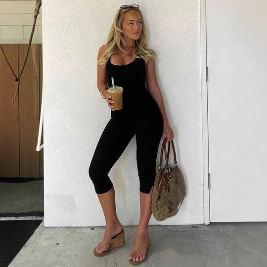 Damen figurbetonter Jumpsuit mit Kragen und Kurzarm R&B