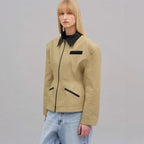 Damen modische Kurzjacke mit kontrastierendem Kragen R&B