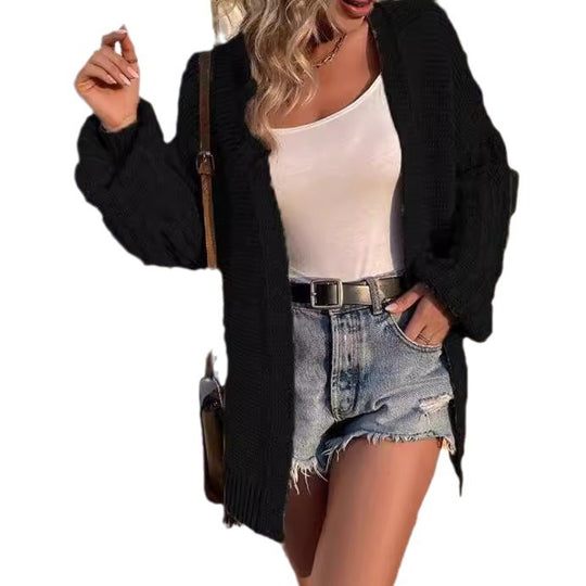 Damen Strickjacke mit voluminösen Ärmeln und lässiger Passform R&B
